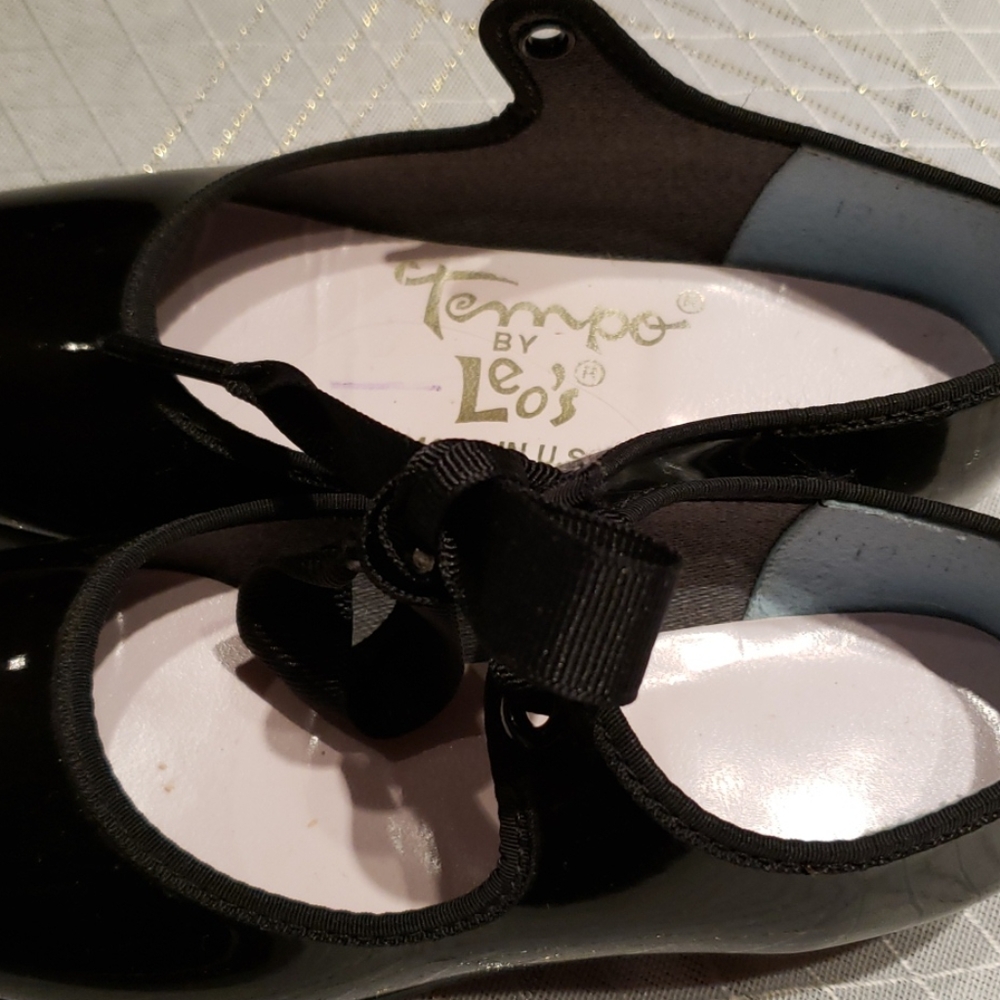 πHPπTap Dance Shoes Mary Jane Low-heel Girls Kids EUC Black Made in USA - Picture 5 of 11